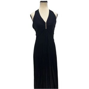 Cache Women's Black Halter Evening Dress‎ Gown Rhinestone Detail Size 10